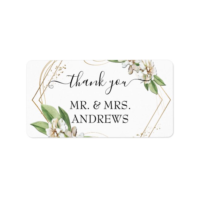 Customer-specific "Thank you!" floral, beautiful Adressetikett (Framsidan)