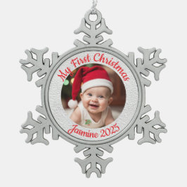 Customisable Baby's First Christmas Snöflinga Pewter Julgransprydnad