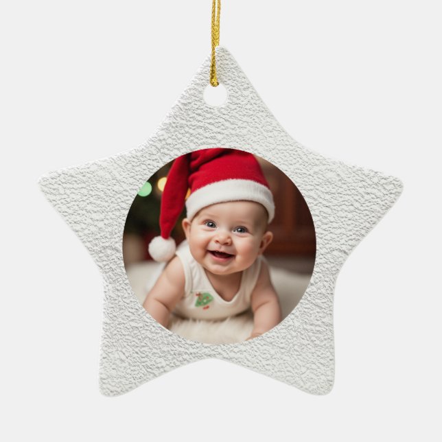 Customisable Baby's First Christmas Star Julgransprydnad Keramik (Framsidan)