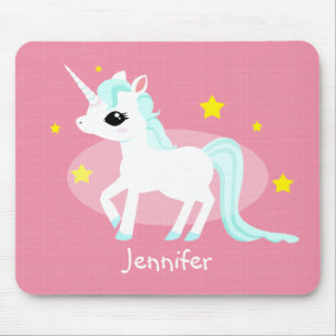 Customisable blått- och vitUnicornstjärnor Musmatta