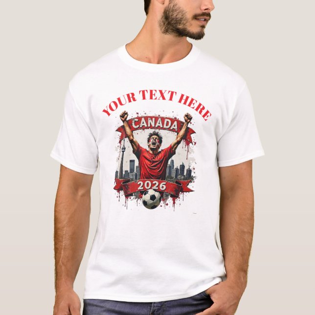 Customisable Canada Soccer Football Team Supporter T Shirt (Framsida)