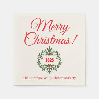 Customisable Christmas Festive Floral Wreath Pappersservett