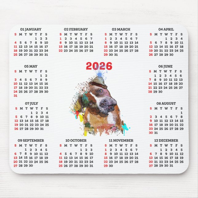 Customisable Cute Pittie Dog Calendar   Musmatta (Framsidan)