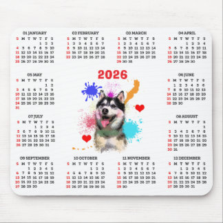 Customisable Cute Siberian Husky Dog Calendar Musmatta