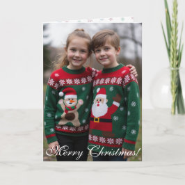Customisable Digital Photo Centrepiece Folded Xmas Kort