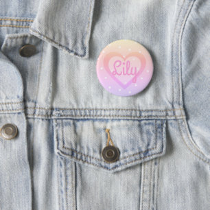 Customisable emblem för nätt rosa hjärta knapp