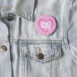 Customisable emblem för nätt rosa hjärta knapp