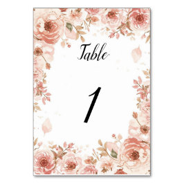 Customisable Floral Wedding Pink Roses Table Numbe Bordsnummer