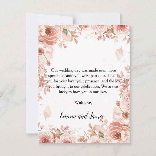 Customisable Floral Wedding Thank You Card | Elega Tack Kort (Framsida)