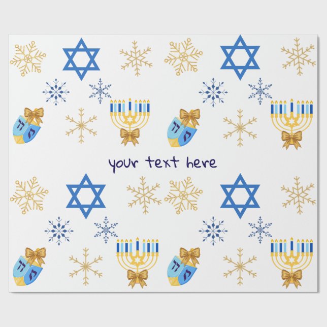 Customisable Hanukkah winter Wrapping Paper Presentpapper (Platt)