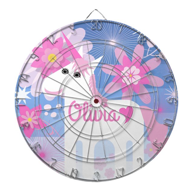 Customisable nätt rosa UnicornDartboard Piltavla (Framsidan)