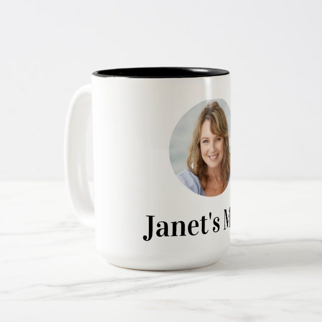 Customisable Photo Mug With Editable Text Två-Tonad Mugg (Framsida vänster)