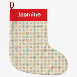 Customisable Simple Colourful Christmas Snowflake Stor Julstrumpa