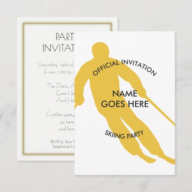 Customisable skidåkningpartyinbjudan inbjudningar (Fram/baksida)