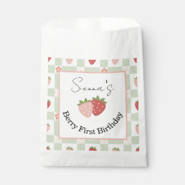 Customisable Strawberry Gingham First Birthday