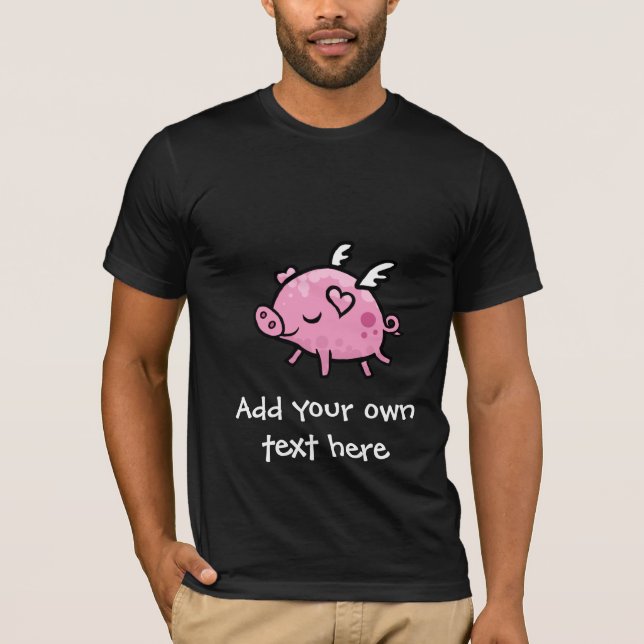 Customisable text för tecknadflyggris t-shirt (Framsida)