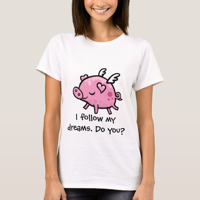 Customisable text för tecknadflyggris tee shirt (Framsida)