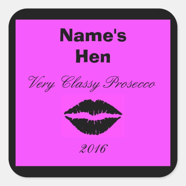 Customisable vinflaskaetikett fyrkantigt klistermärke (Framsida)