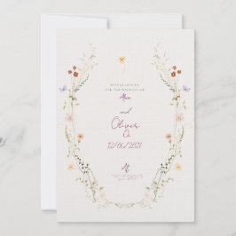 Customisable Wedding Invitation with wild Flowers Inbjudningar