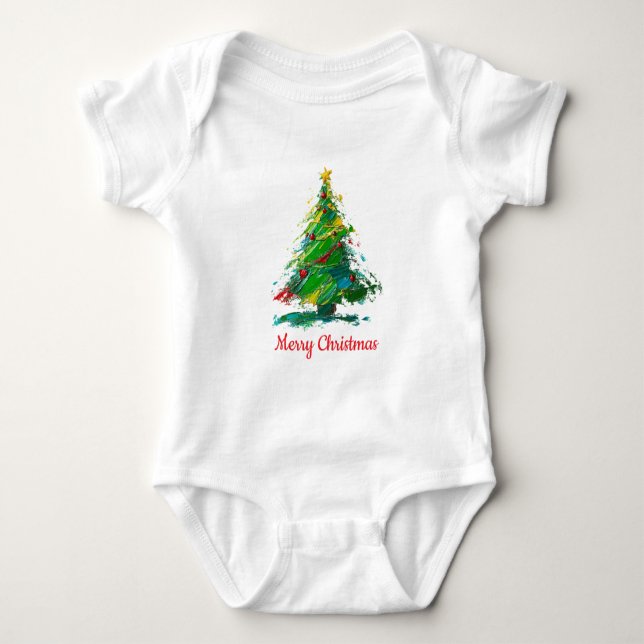 Customisable Xmas Tree Oil Painting Shortsleeve T Shirt (Framsida)