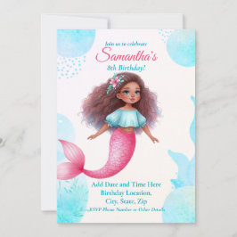 Customizable African American Mermaid Party Inbjudningar