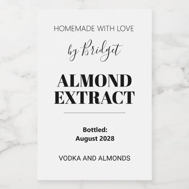 Customizable Almond Extract Label Vinetikett (Enkel etikett)