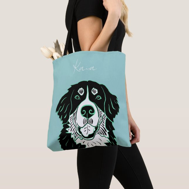 Customizable Bernese Mountain Dog   Tote Bag Tygkasse (Närbild)