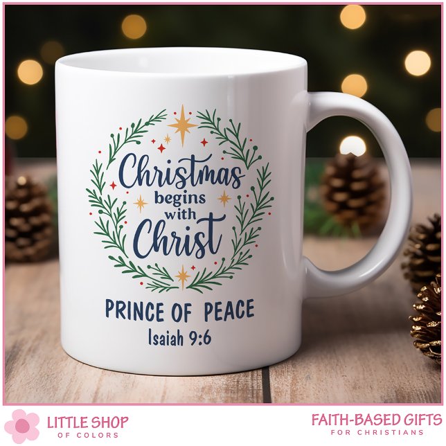 Customizable Bible Verse Christmas Wreath Kaffemugg (Skapare uppladdad)