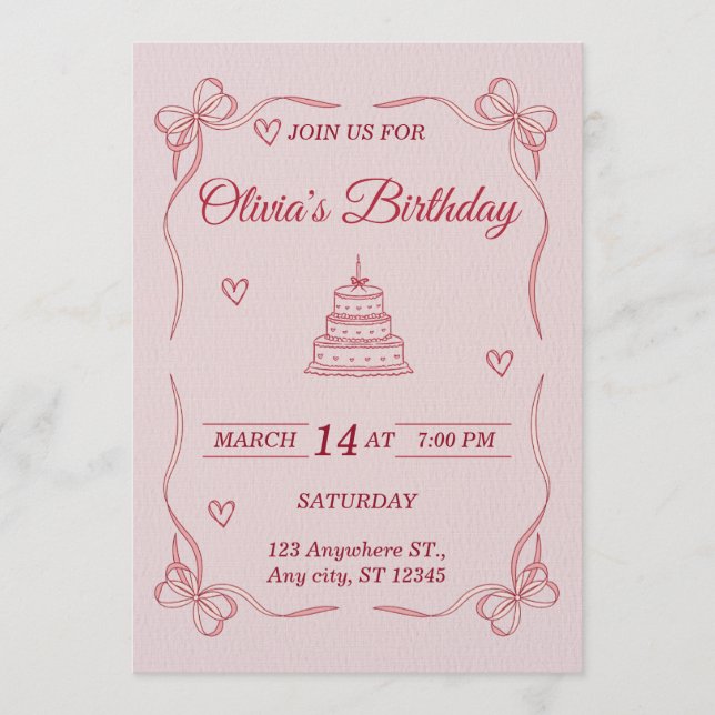 Customizable Birthday Invitation Card - Stylish Inbjudningar (Framsida)