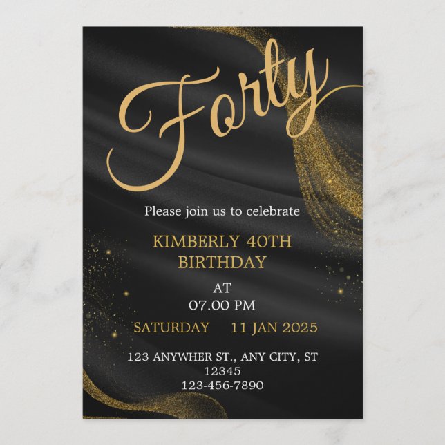 customizable birthday invite Elegant Birthday Card Inbjudningar (Framsida)
