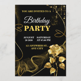 Customizable Birthday Invite elegant birthday card Inbjudningar