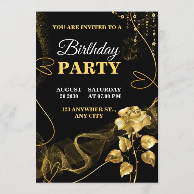 Customizable Birthday Invite elegant birthday card Inbjudningar (Framsida)