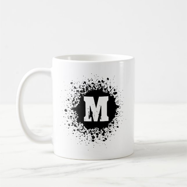 Customizable Black Ink Spot Double Monogram Mug Kaffemugg (Vänster)
