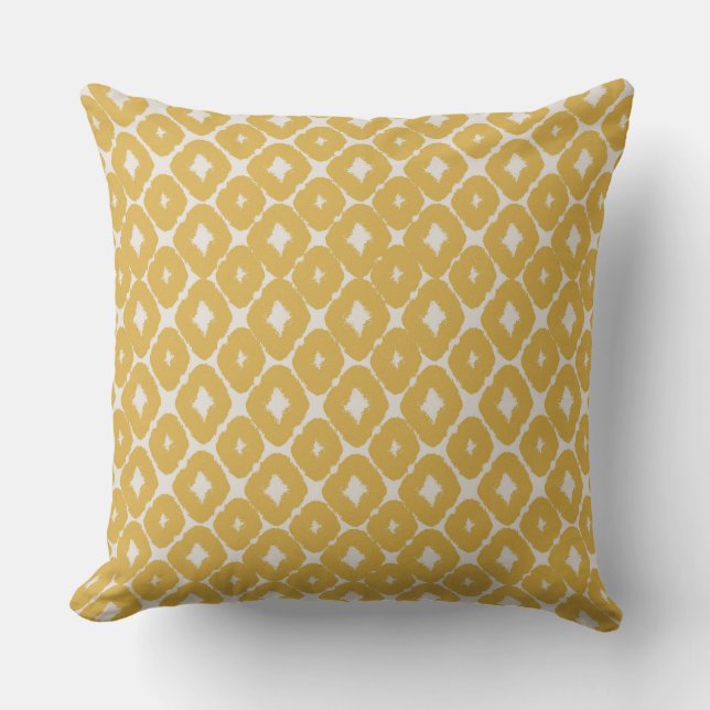 Customizable Boho Mustard Diamonds Cushion Kudde (Framsida)