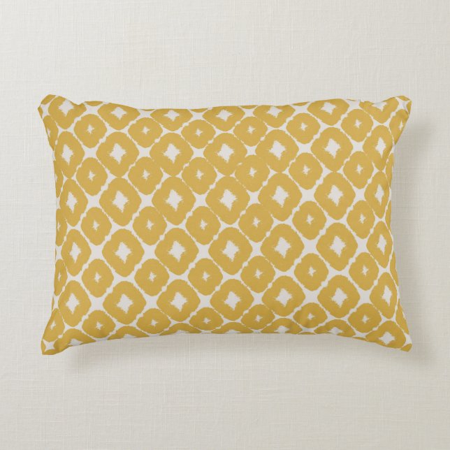 Customizable Boho Mustard Diamonds Cushion Prydnadskudde (Framsidan)