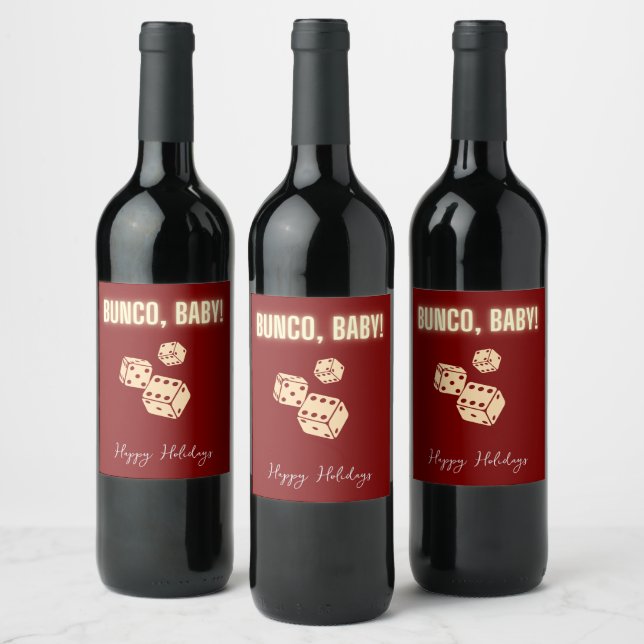 Customizable Bunco Holiday Wine Labels. Vinflaska Etikett (Flaskor)