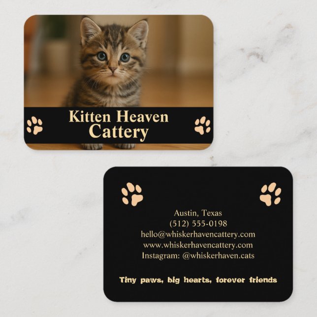 Customizable Business Card for Cattery  Visitkort (Fram/baksida)