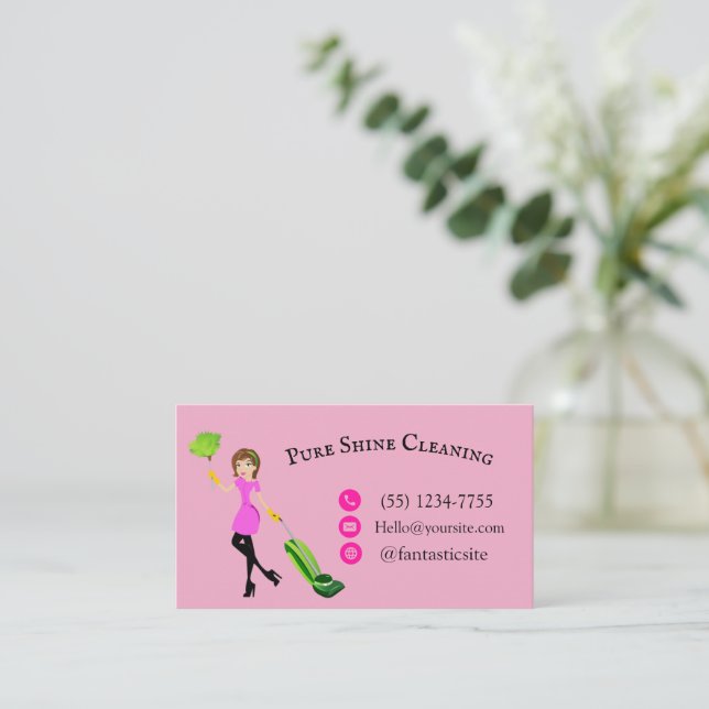 "Customizable Business Card - Pure Shine Cleaning" Visitkort (Stående Fram)
