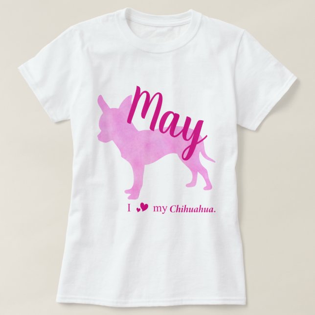 Customizable Chihuahua Pink Silhouette Tee チワワT (Design framsida)