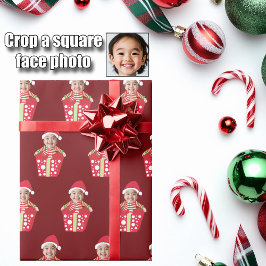 Customizable Children's Face Photo Red Christmas Presentpapper