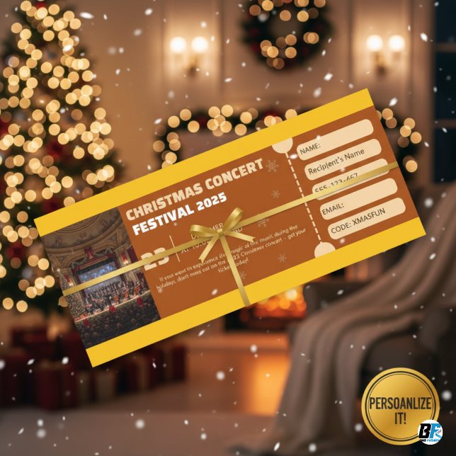 Customizable Christmas Concert Festival Gift TickT Inbjudningar (CHRISTMAS FESTIVAL CONCERT)