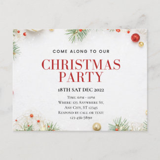 Customizable Christmas Party Postcard Vykort