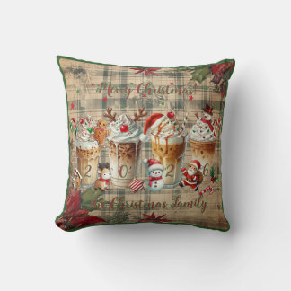 Customizable Christmas Pillow with coffee mugs Kudde