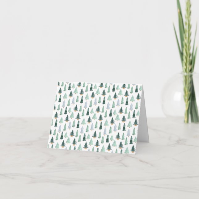Customizable Christmas Tree Pattern Festive Card Kort (Framsida)