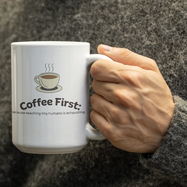 Customizable Coffee First Mug for Teachers Kaffemugg (Skapare uppladdad)