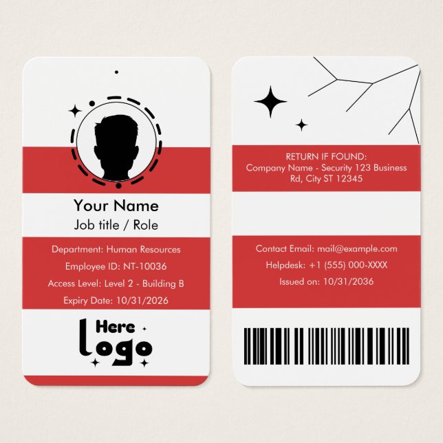 Customizable Corporate Employee ID Profile Card Visitkort (Framsida & baksida)