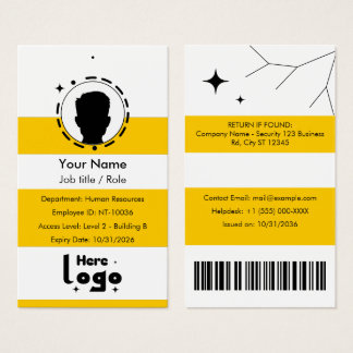 Customizable Corporate Employee ID Profile Card Visitkort