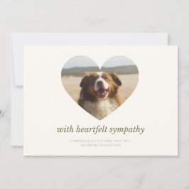Customizable Cream Dog Pet Sympathy Card Heart  Julkort