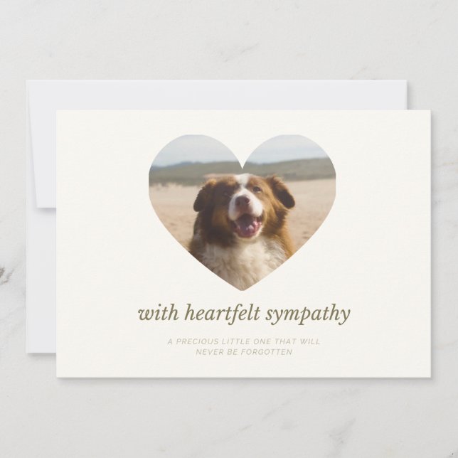 Customizable Cream Dog Pet Sympathy Card Heart  Julkort (Framsida)