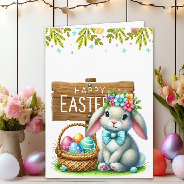 Customizable Cute Rabbit Easter Card Kort (Skapare uppladdad)